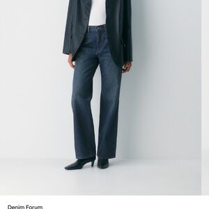 Denim Forum 

Rise: High
Leg: Wide
Length: 31.5
Stretch: Non Stretch
